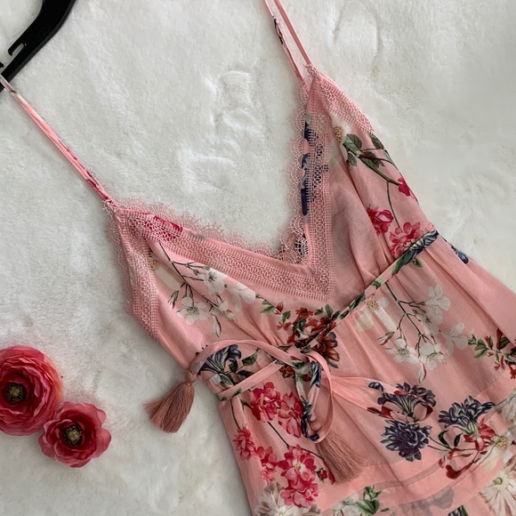 Nicholas Lilac Floral Pink Lace Tiered Maxi Dress -  threedaughtersproperties.com